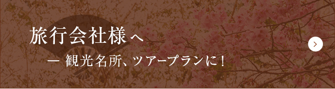 旅行会社様へ 観光名所、ツアープランに！